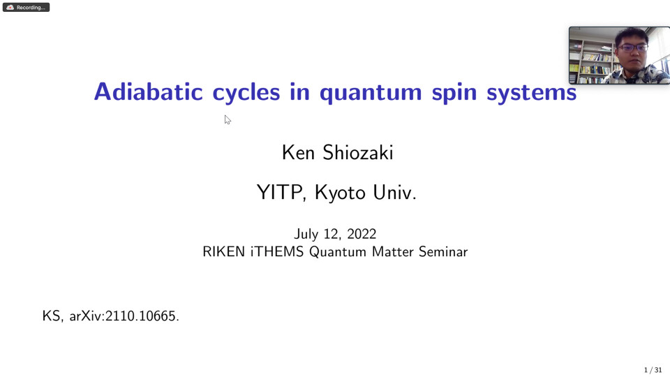 Quantum Matter Seminar by Dr. Ken Shiozaki on July 12, 2022 image